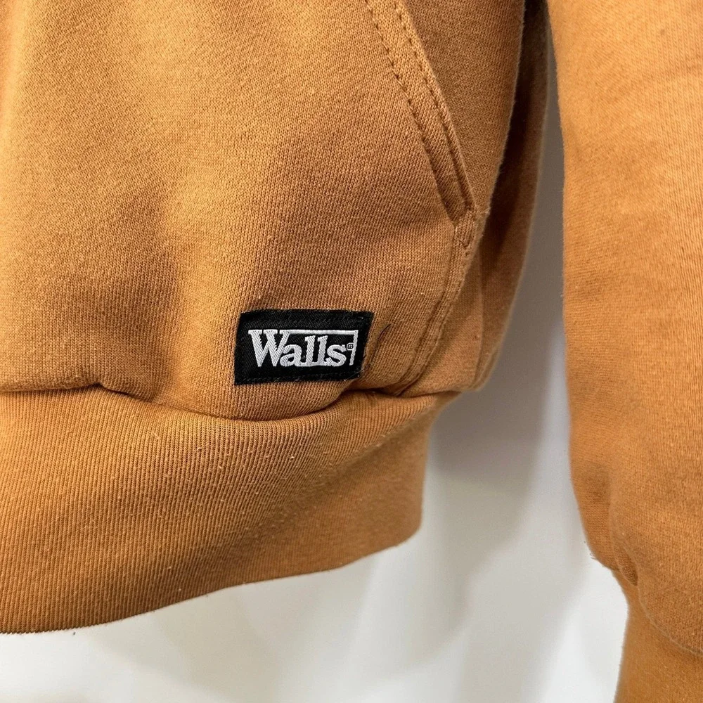 Walls Workwear Insulated Hooded Jacket M Brown Full Zip Thermal Lined Chore
